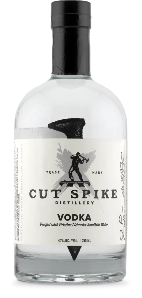 Epsen Hillmer Label Co, client example, spirit glass bottle label printing for Cut Spike Distillery