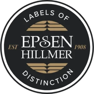 Epsen Hillmer Graphics Company badge, "Labels of Distinction, Since 1908"